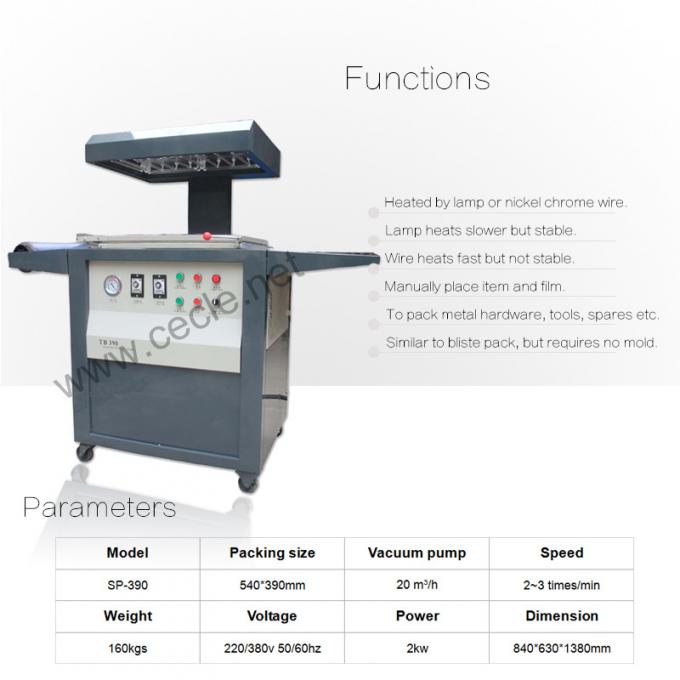 SP-390 de vacuümmachine van de de huidverpakking van de metaalmontage